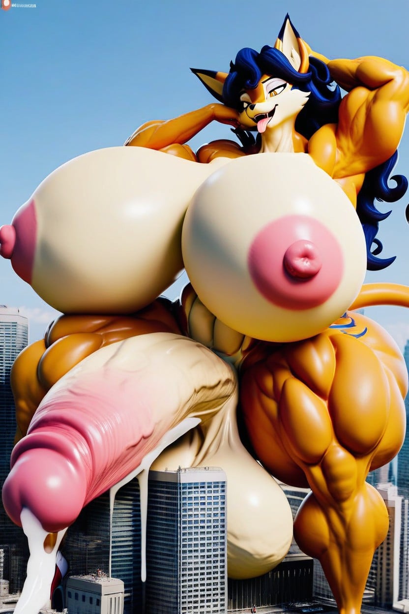 Holding Cock, Abs, Gigantic Cock Furry AI Porn
