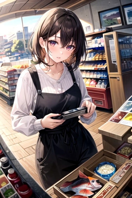 Convenience Store, Fisheye Camera, Bust Shot Hentai AI Porn