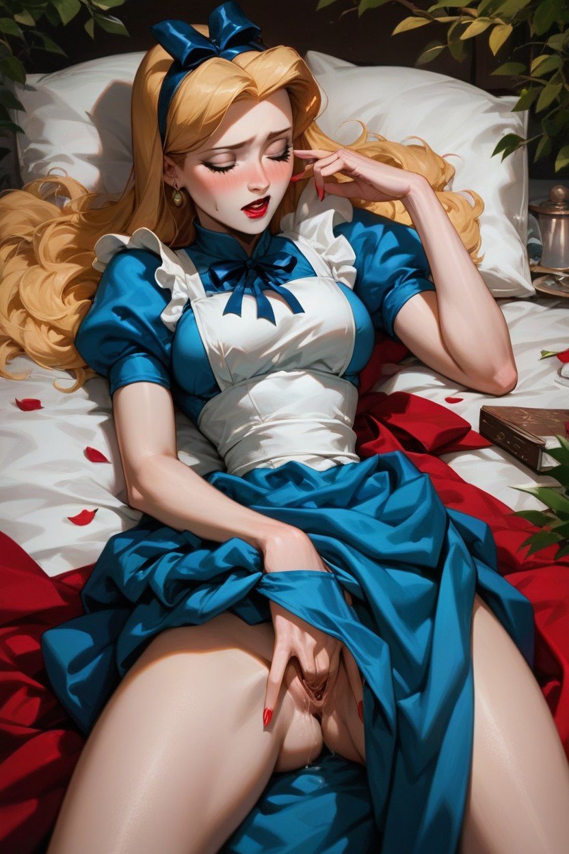 Delgada, Masturbación Femenina, Alice In WonderlanddisneyPorno AI