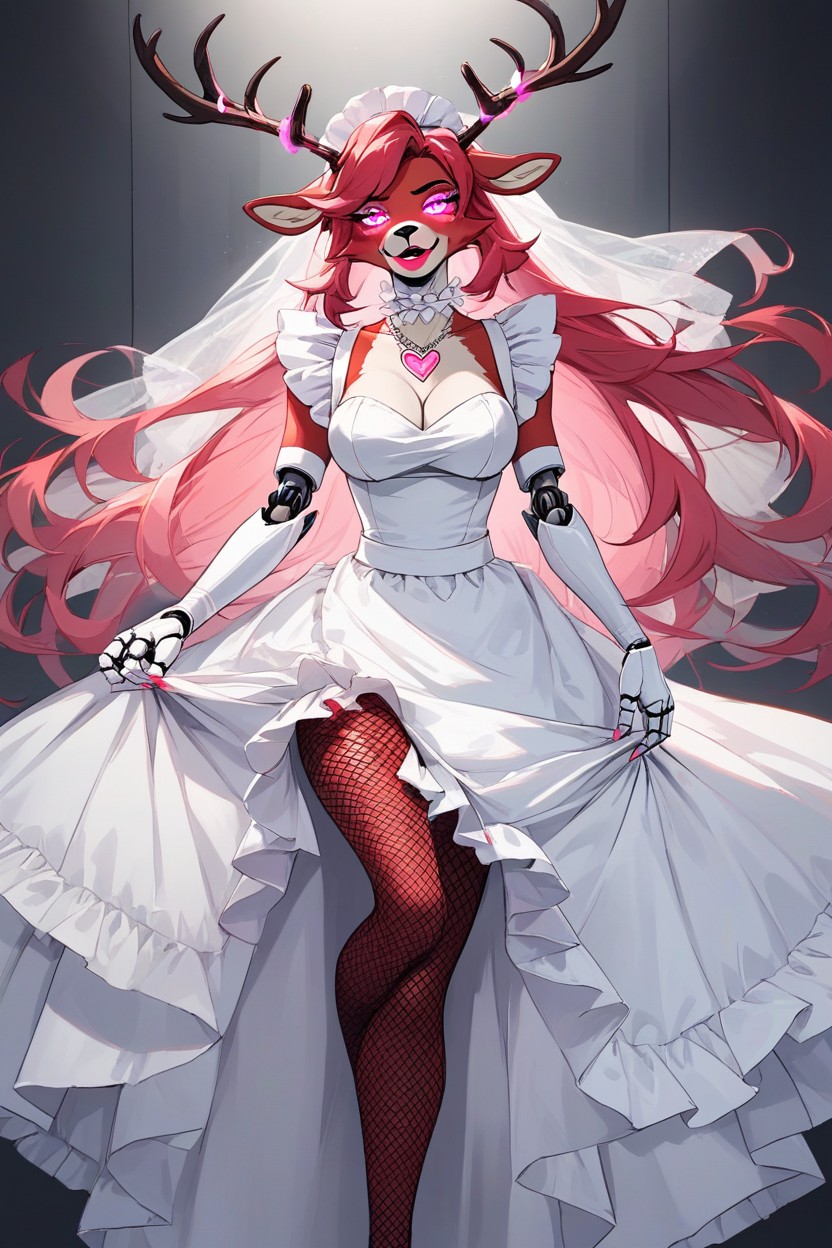 Long Hair, Hearts, Dress Furry AI Porn