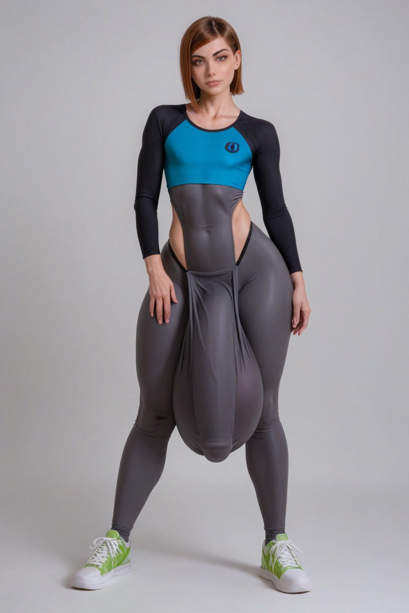 Long Thick Thighs, Wedgie Thong, Full Cover Entire Penis Bulge Shemale AI Porn