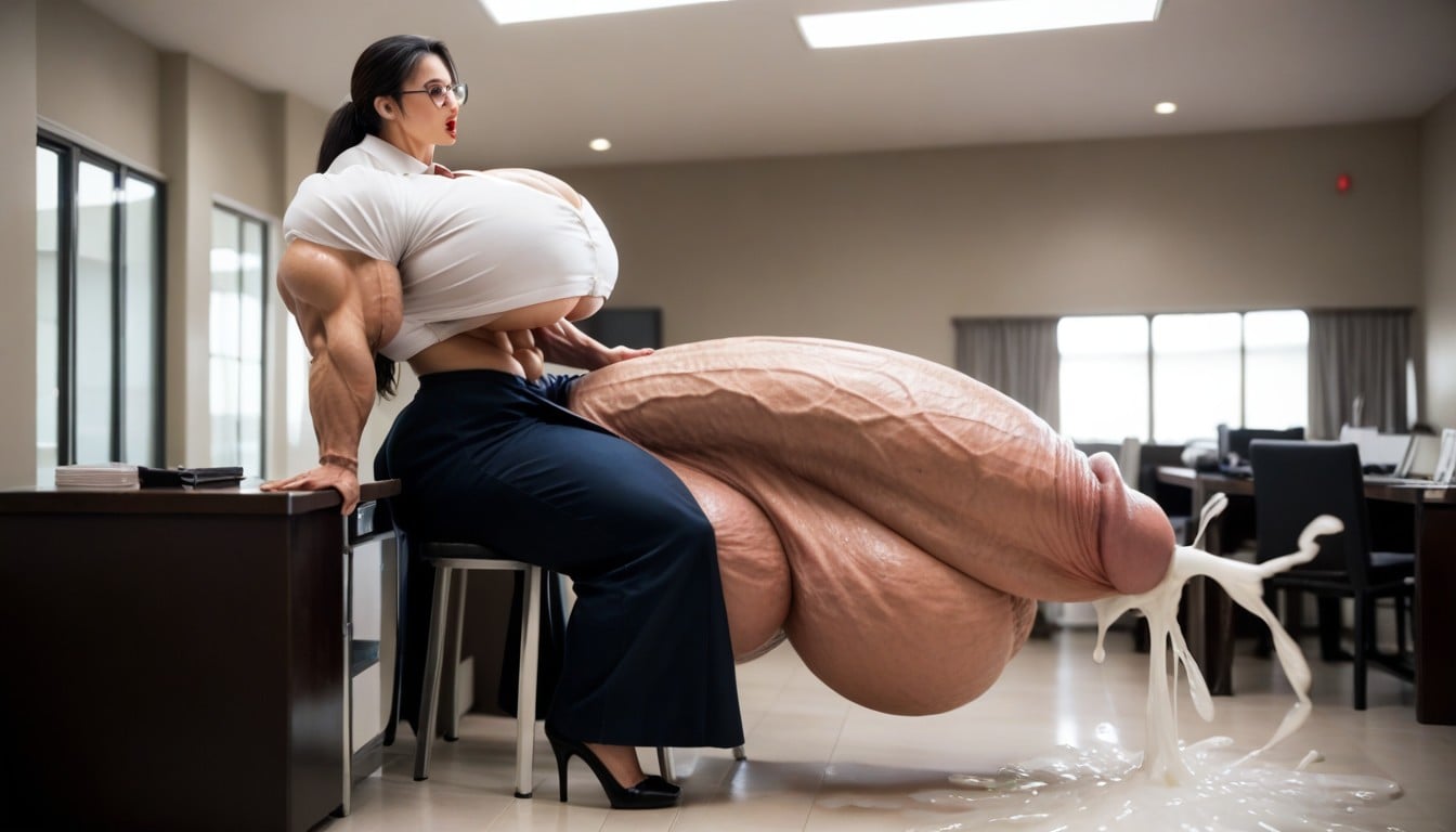 Hyper Massive Muscles, Lipstick, Hyper Gigantic Testicles Shemale AI Porn