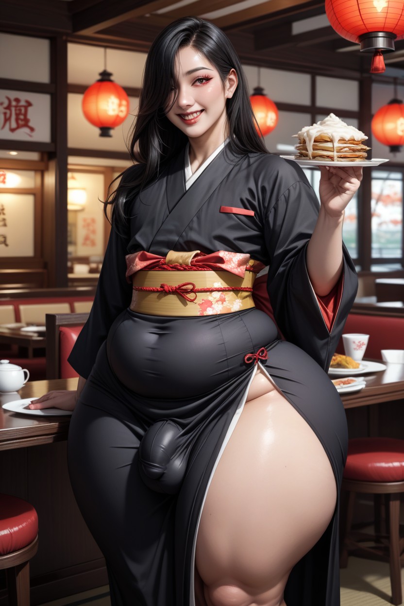 Small, Black Kimono, Smiling AI Gay Porn