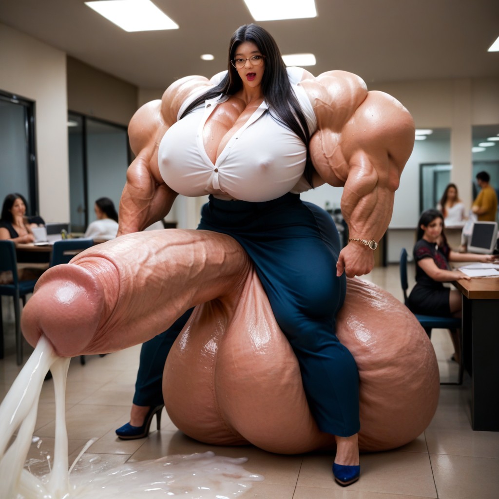 Orgasm, Gigantic, Glasses Shemale AI Porn