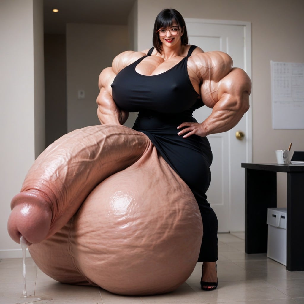 Stand, Full Body, Hyper Massive Muscles Shemale AI Porn