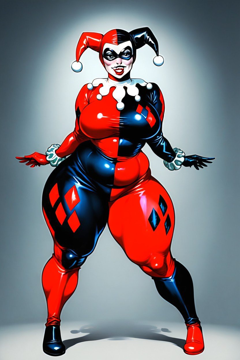 Clothed, Harley Quinn Jester Suit, Vista FrontalPorno AI Hentai