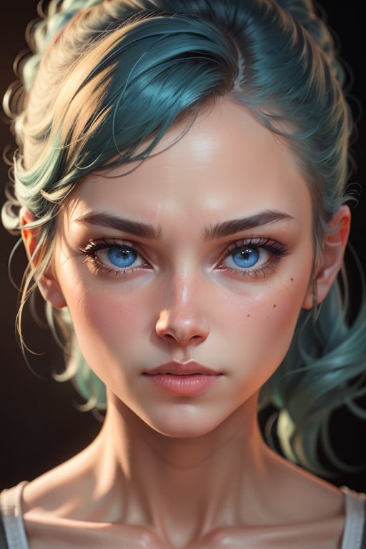 Blue Eyes, Blue Hair AI Porn