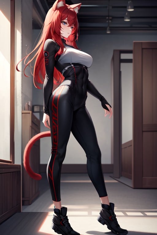 Red Cat Tail, 20s, Fit Hentai AI Porn