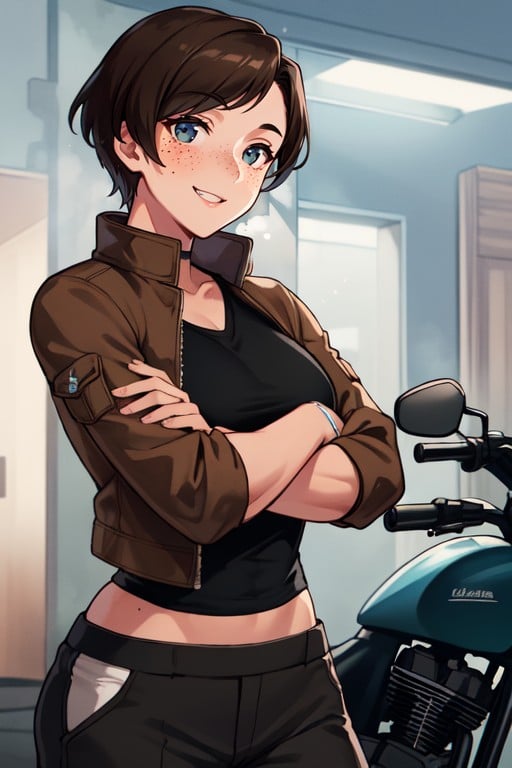 Tank Top, Playful Expression, SonriendoPorno AI Hentai