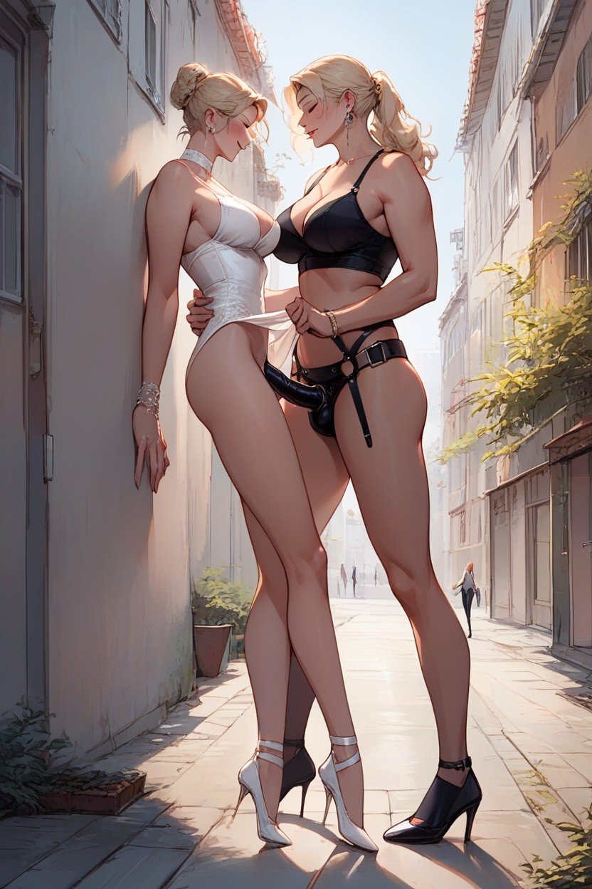 Blonde Giantess, Lifted Off The Ground, Lesbian AI Porn