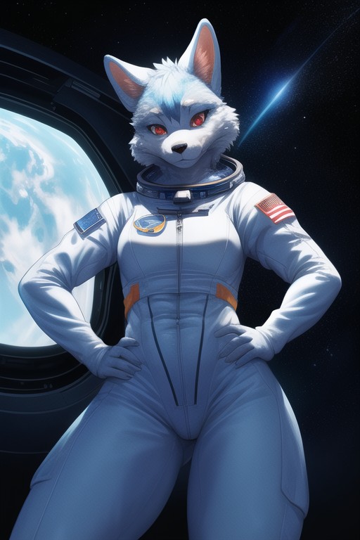 Red Eyes, Hands On Hips, Sci-fi Furry AI Porn