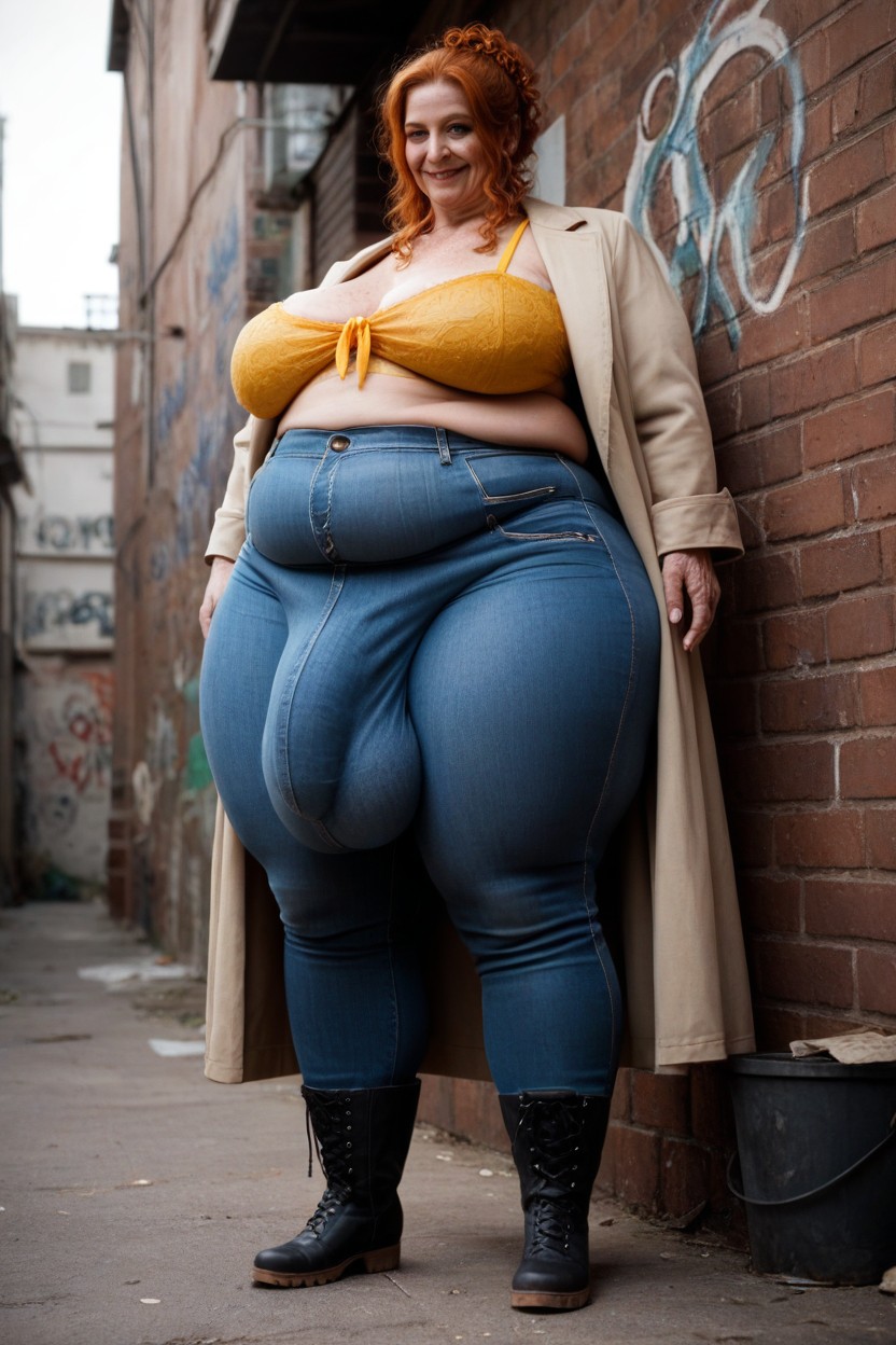 Curly, Natural Breast, Hairy Thighs Shemale AI Porn