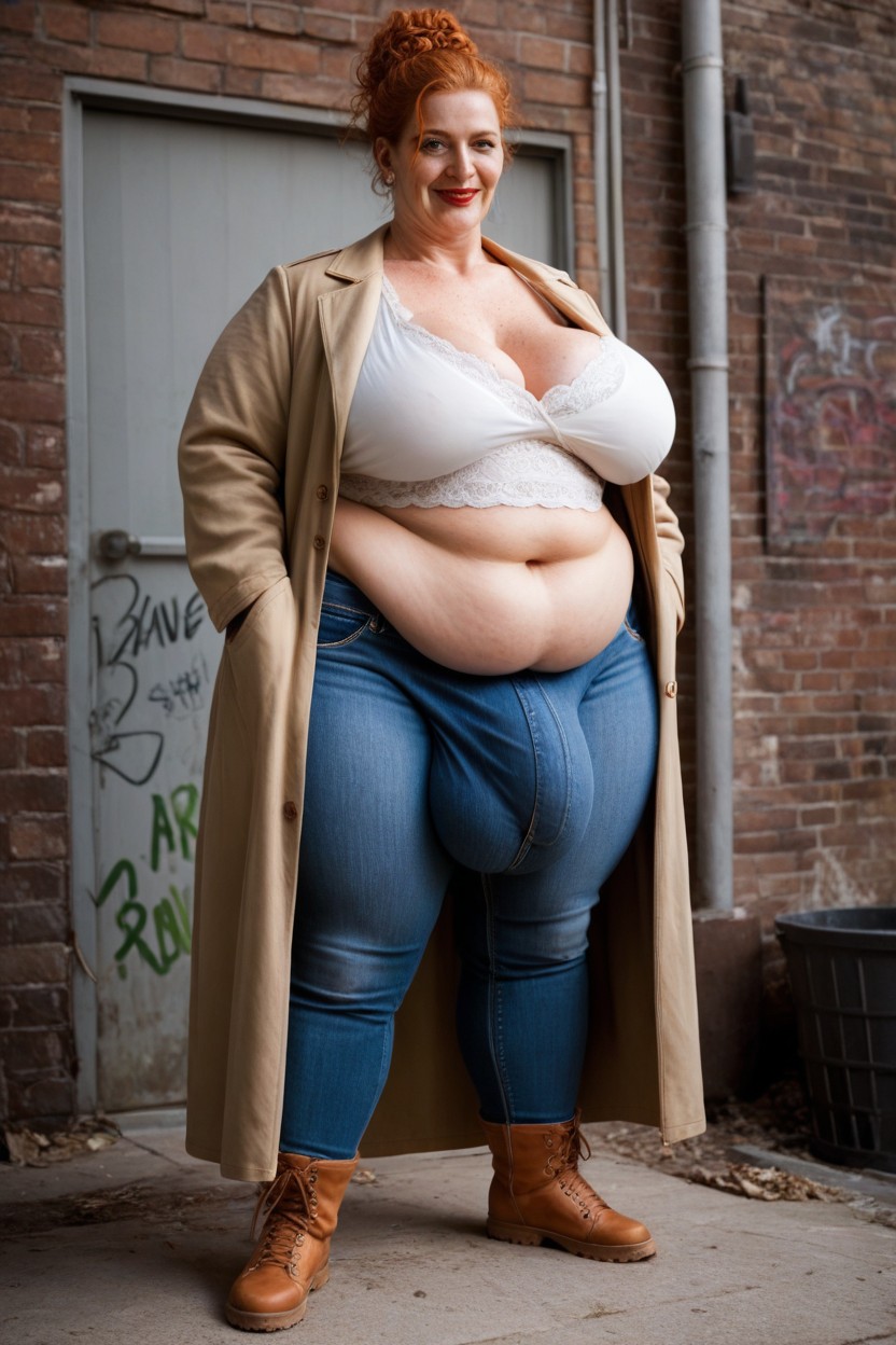 Hyper Penis, Trench Coat, Natural Breast Shemale AI Porn