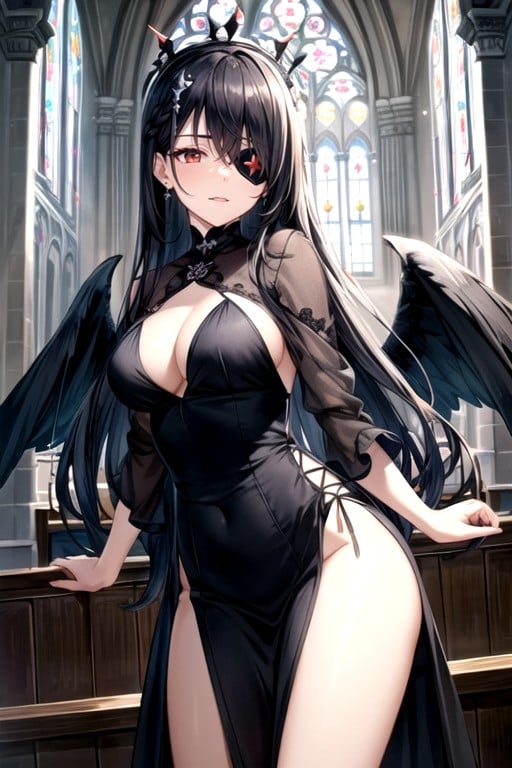 Sfw, Cabelo Preto, Igreja Hentai IA pornografia