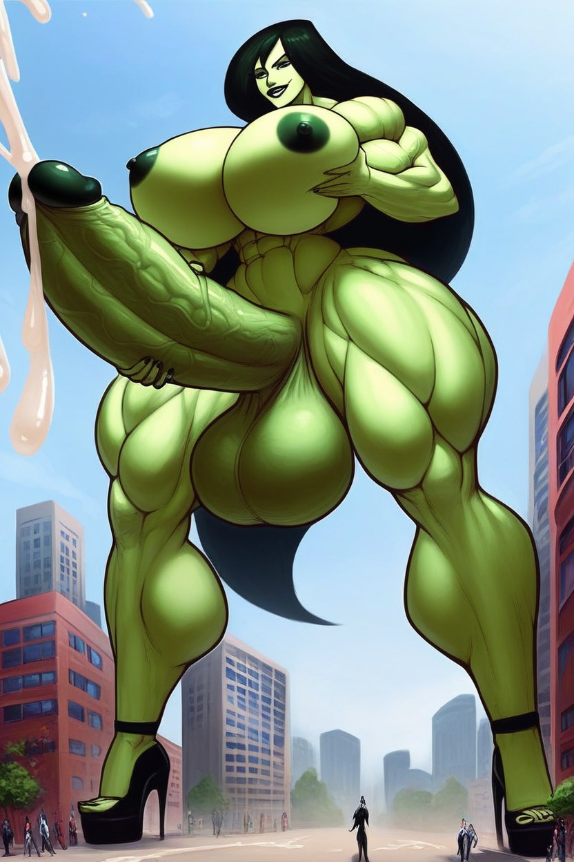 Toned, Naked, Hyper Muscular Shemale AI Porn
