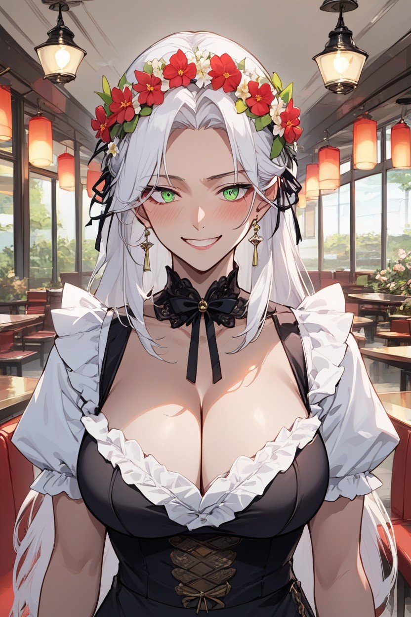 Restaurant, Form Fitting Clothes, Front View Hentai AI Porn