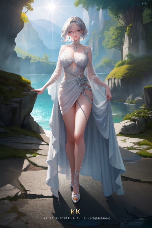 Earrings, Full Body, Wedding Dress AI Porn