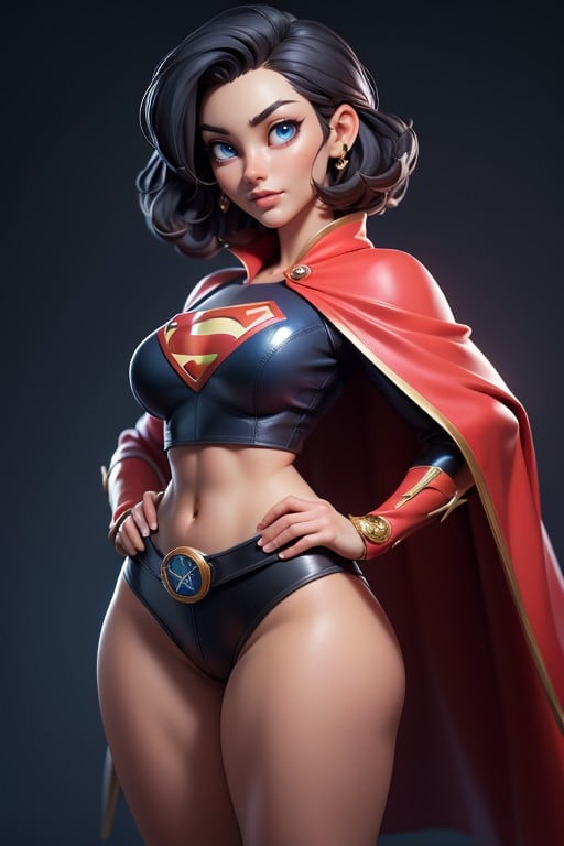 Bare Thighs, Hair Bobbed, Long Red Cape AI Porn