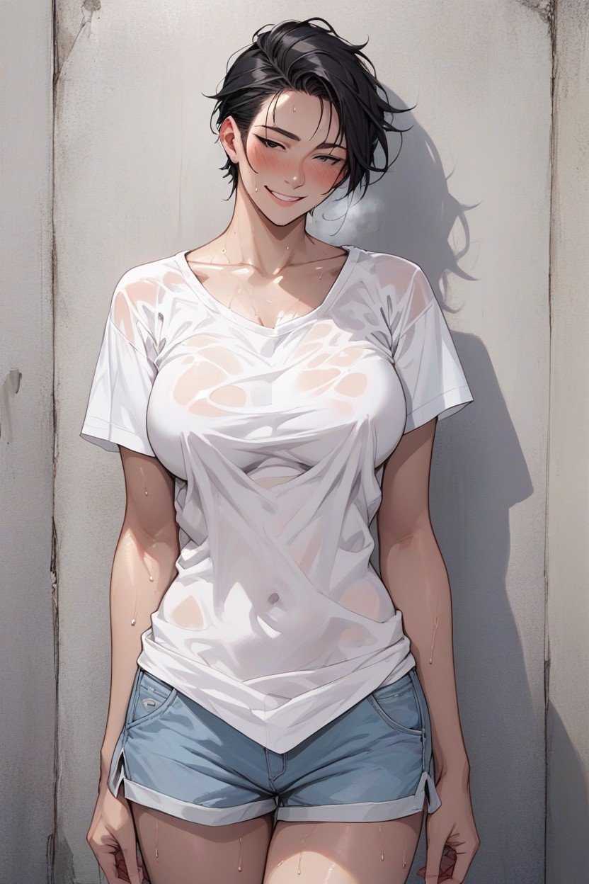 Standing, Black Eyes, TomboyPorno AI