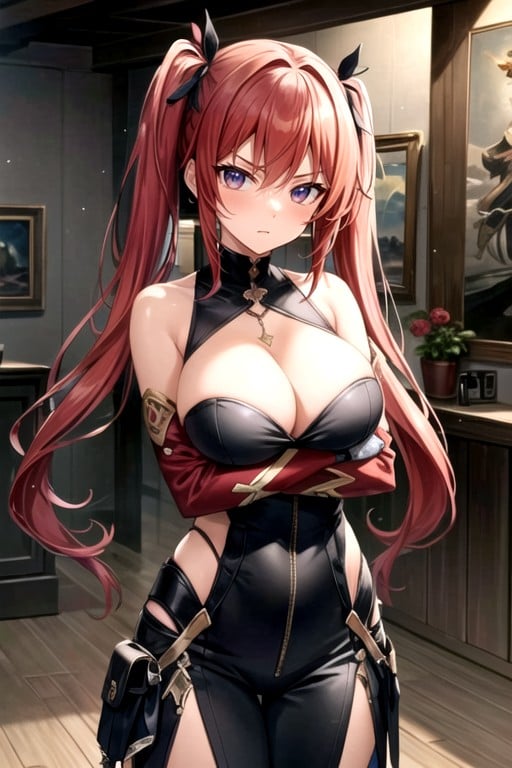 Red Hair, Arms Crossed, Pigtails AI Porn