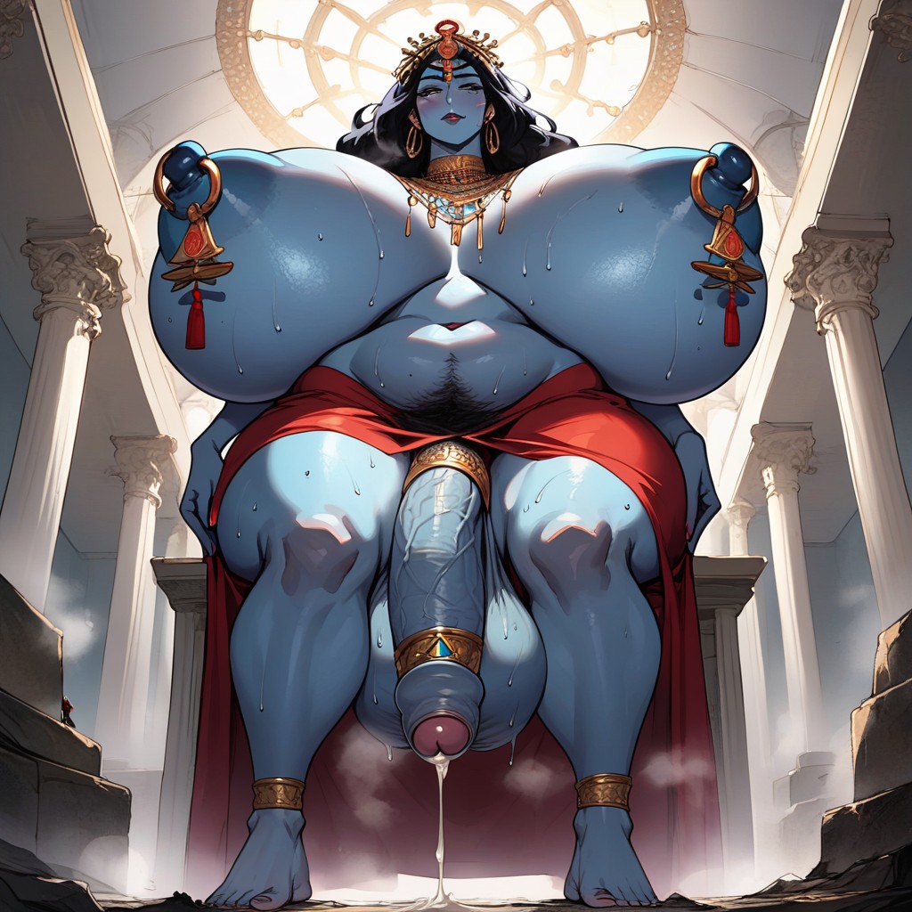 Blue Cock, Goddess Kali, Leaking Precum Pornografia de IA