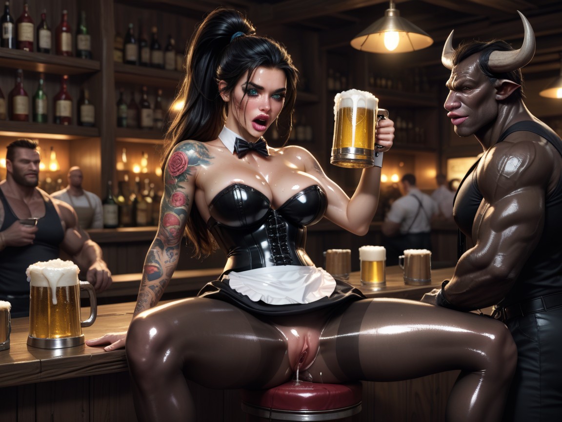 Horny, Perfect Eyes, Many Tattoos AI Porn