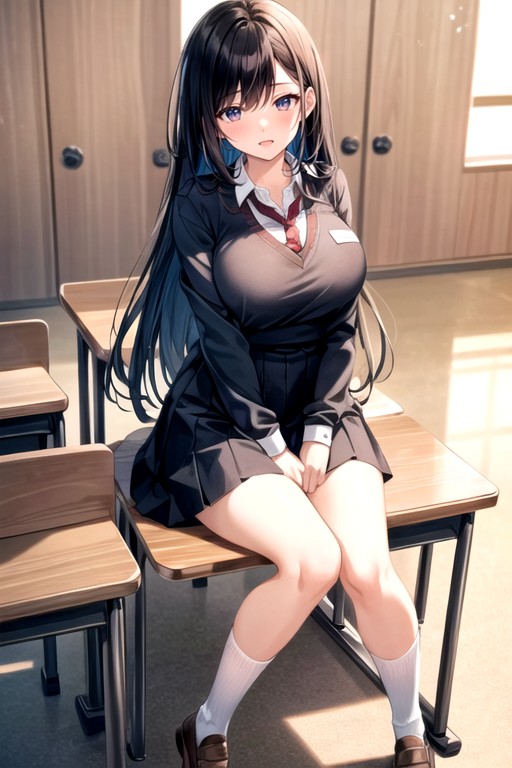 Classroom, Large Breast, School Uniform AI Porn