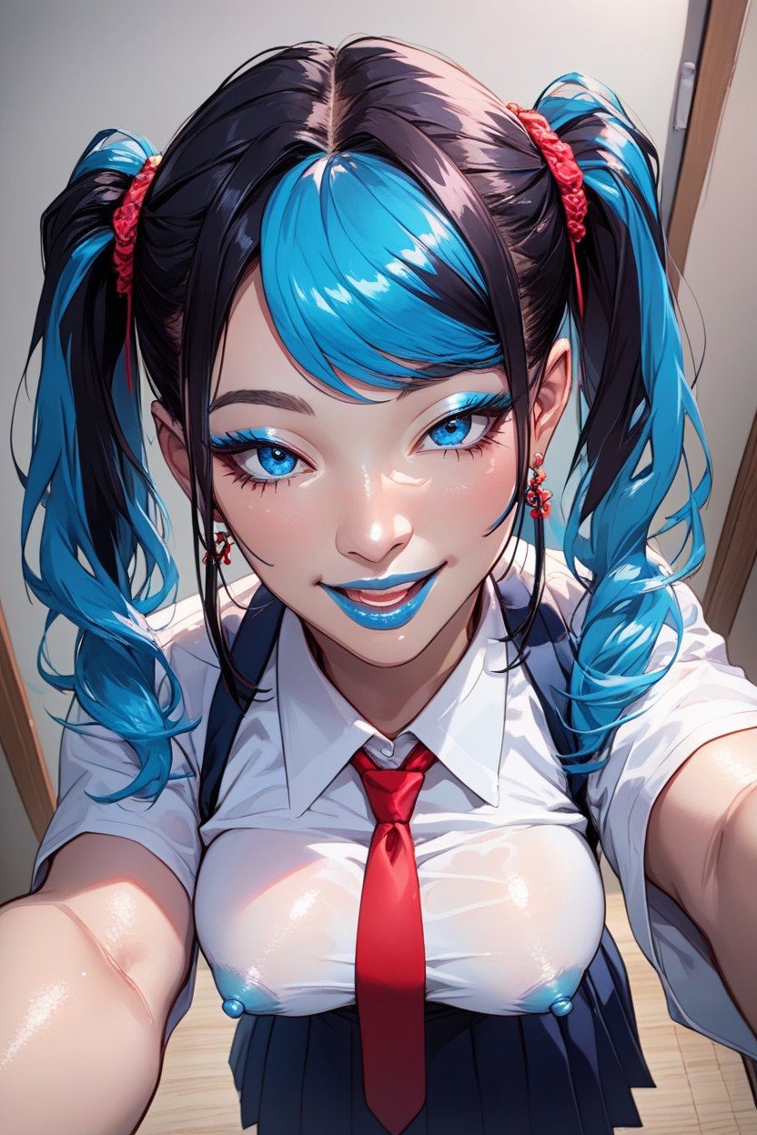 Blue Eye Shadow, Pop, Makeup Hentai AI Porn