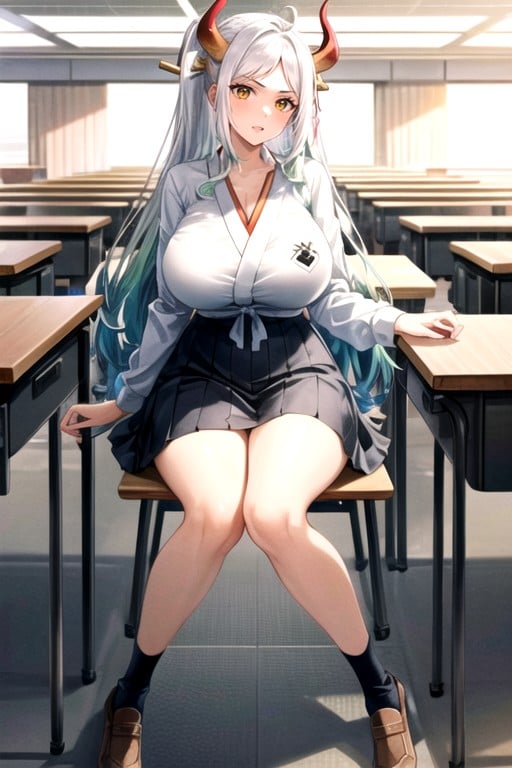 Natural Breast, Sitting Down, Classroom Hentai AI Porn