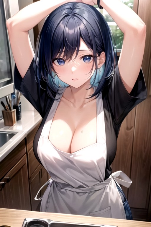 Avental, Hora Azul, Cabelo Azul Hentai IA pornografia