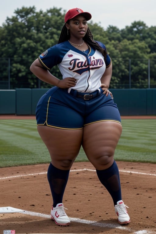 Africaine, Sein Massif, Uniforme De BaseballPorno IA