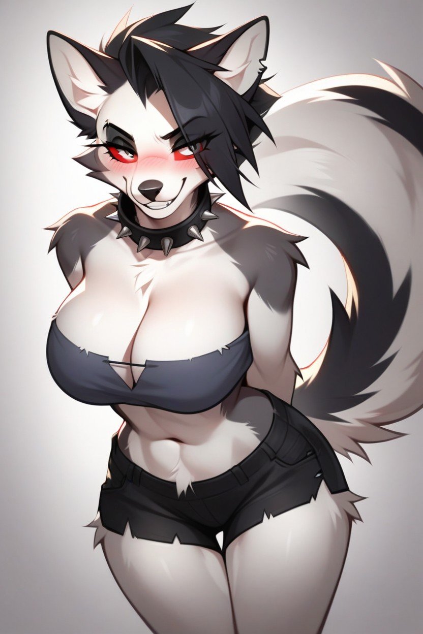 Hands Behind Back, Rounded Breasts, ShortsPorno AI Furry