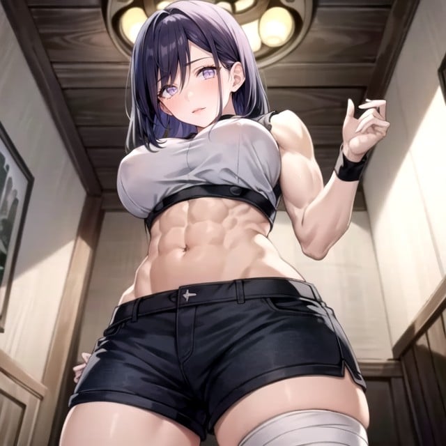 Large Breast, Navel Exposed, Muscular Hentai AI Porn