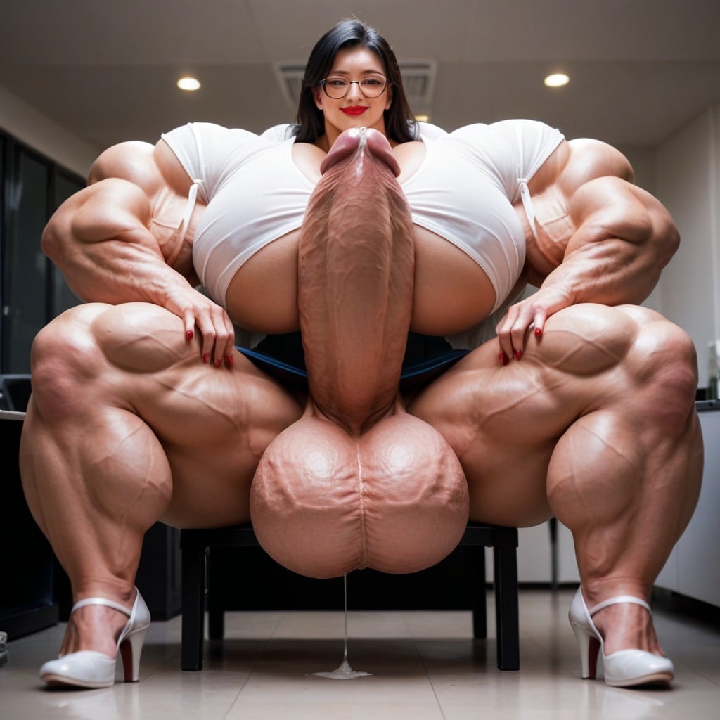 Gigantic, Hyper Gigantic Massive Penis, Glasses Shemale AI Porn