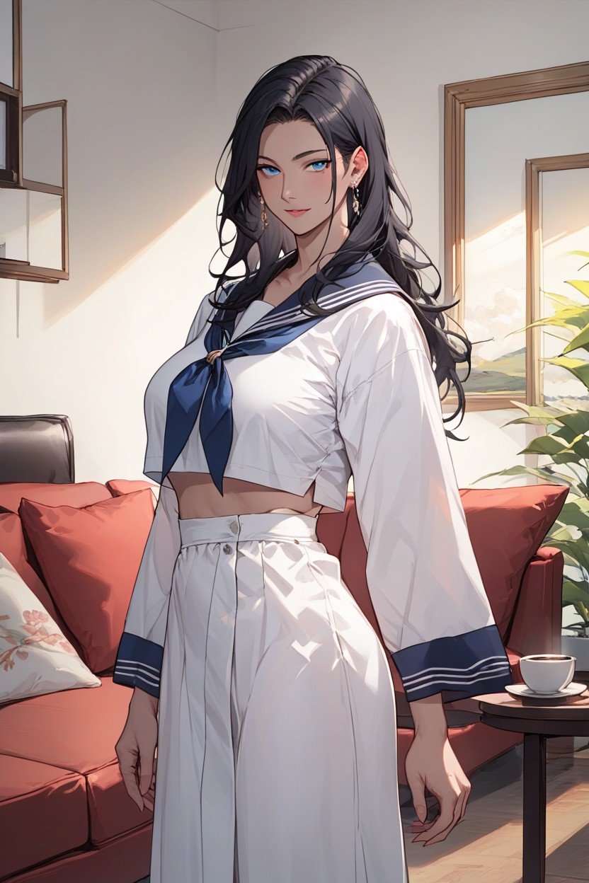 Blue Eyes, Skinny, Sailor Uniform AI Porn