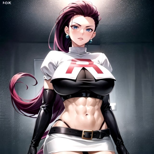 Navel Exposed, Abs, Jessie (pokemon) Shemale AI Porn