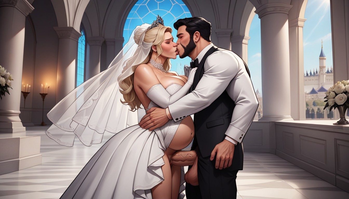 Blonde Length Hair, Male Big Hands, Kissing AI Gay Porn
