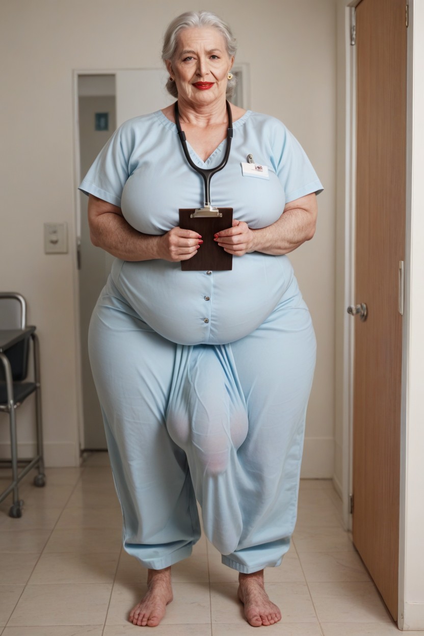 Holding Clipboard, 1 Person, Standing In Doorway At Hospital Shemale AI Porn