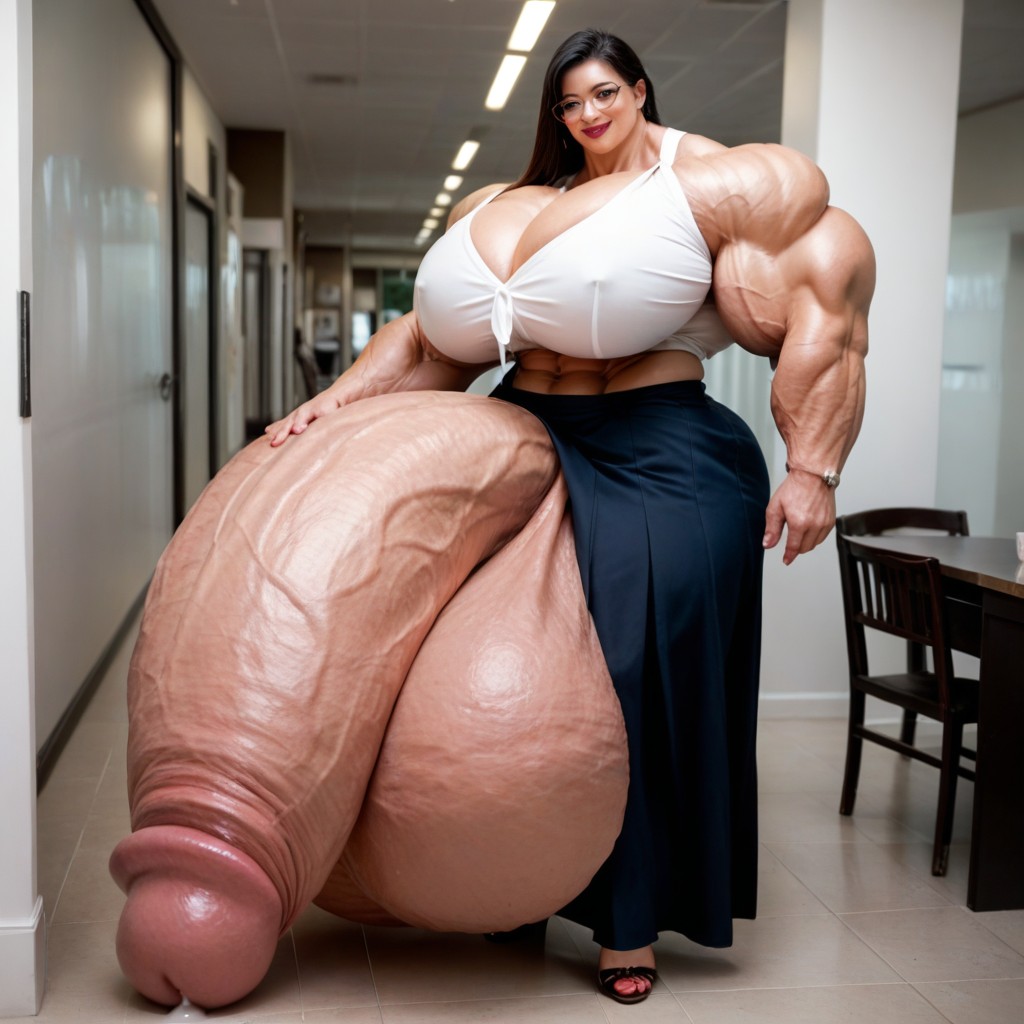 Gigantic, Walking, Long Skirt Shemale AI Porn