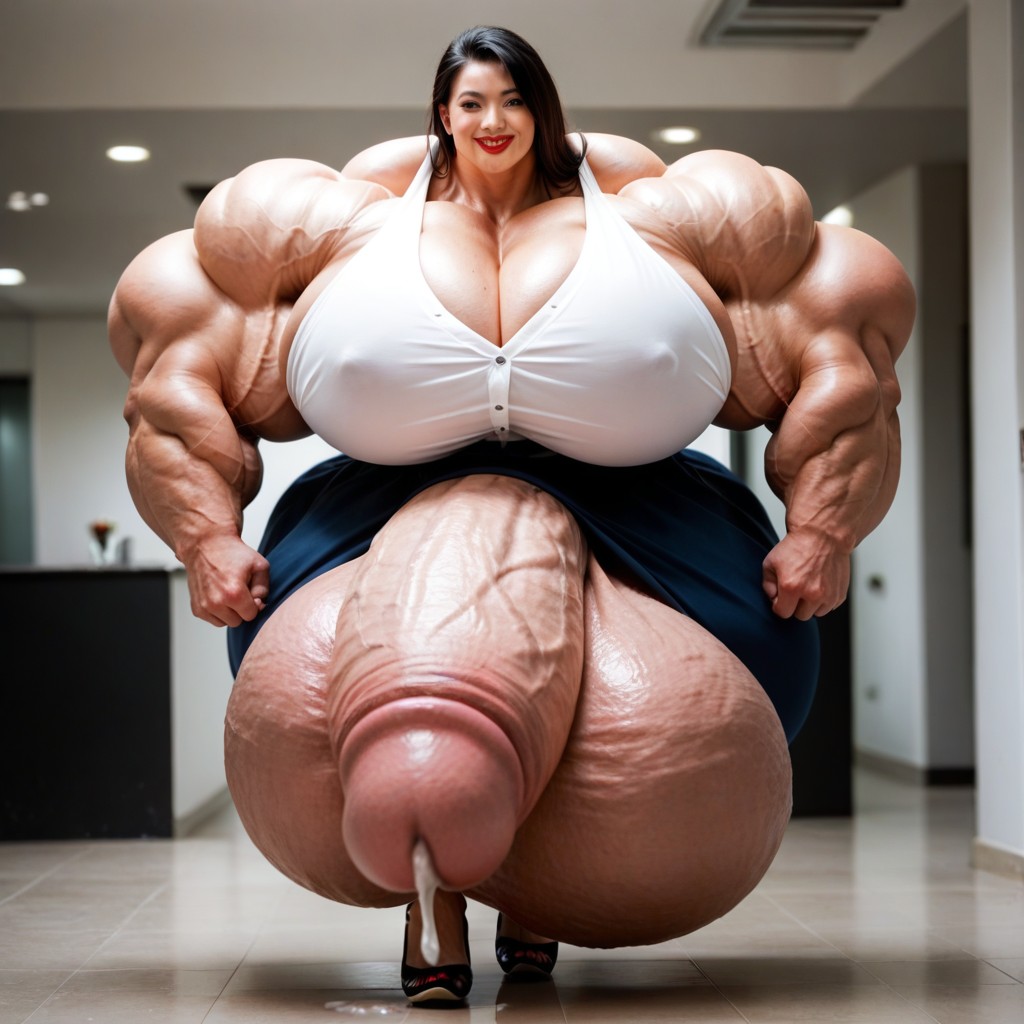 Muscular, Walking, Hyper Large Muscles Shemale AI Porn