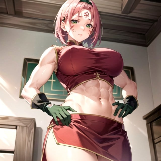 Muscular, Nombril Exposé, Gros SeinsPorno IA Hentai