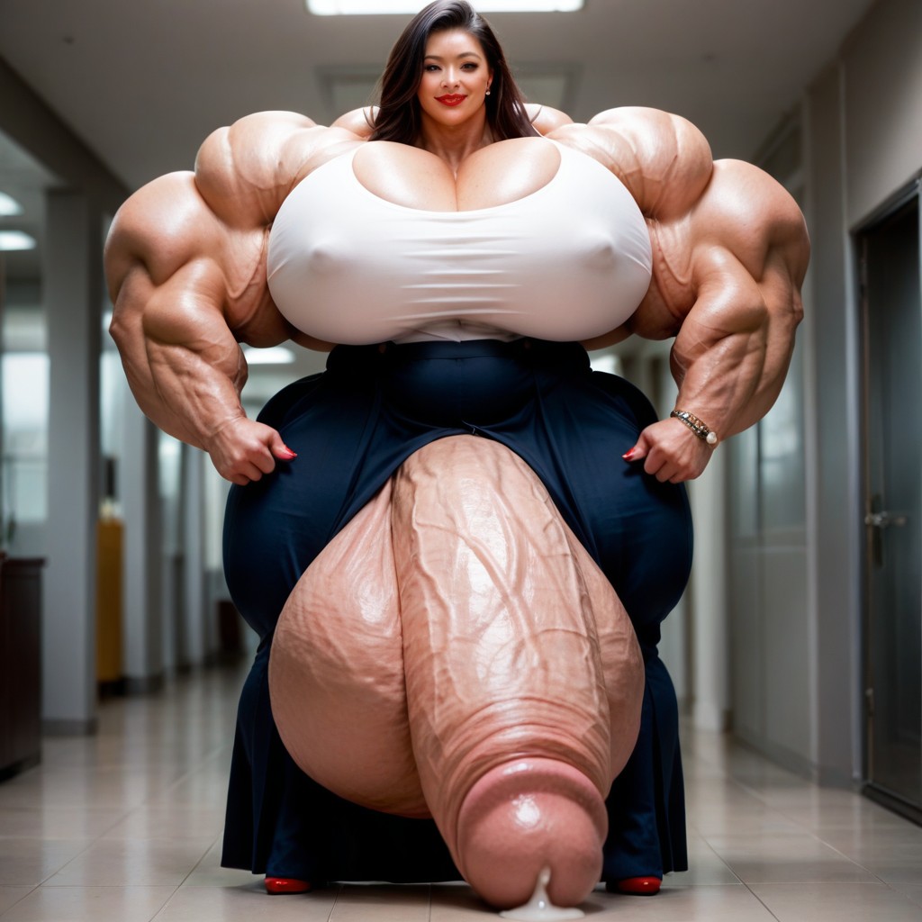 Long Skirt, Hyper Gigantic Penis, Office Room Shemale AI Porn