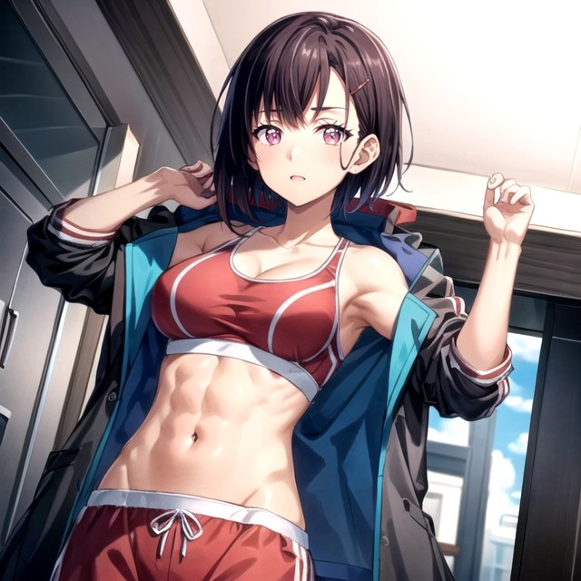 Navel Exposed, Bottom Up, Muscular AI Porn