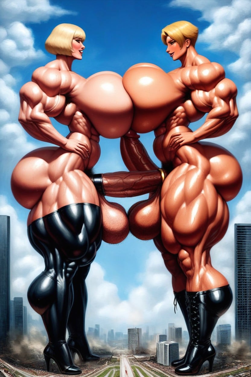 City, Demolish, Hyper Muscular Futanari Shemale AI Porn
