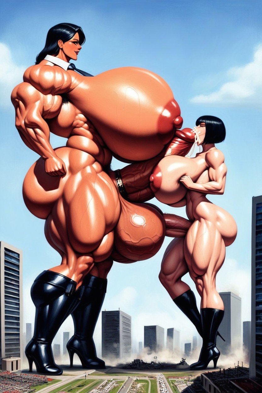 High Heels, Gigantic Massive Futa Cock, Destruction Furry AI Porn