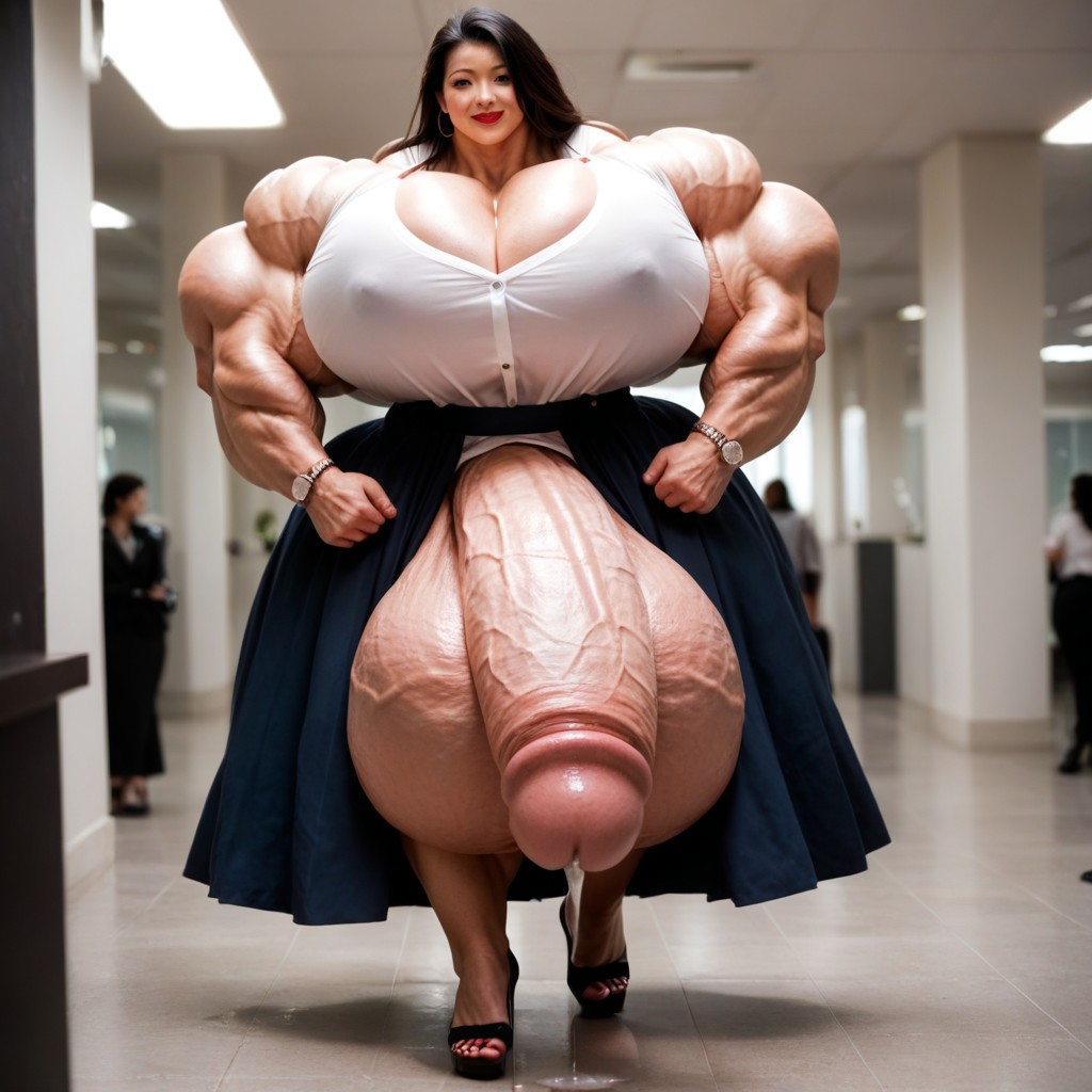 Pre-cum, Hyper Gigantic Thick Penis, Lipstick Shemale AI Porn