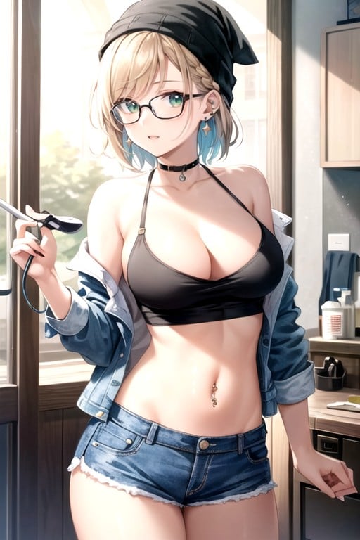 身をかがめる, Glasses, Denim JacketニューハーフAIポルノ