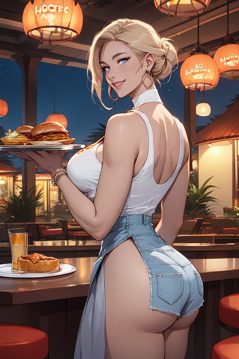 Restaurant, Night, Waiting Tables AI Porn