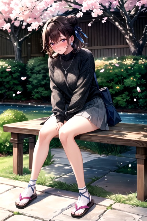 Full Body, Skirt, Hair Bun AI Porn