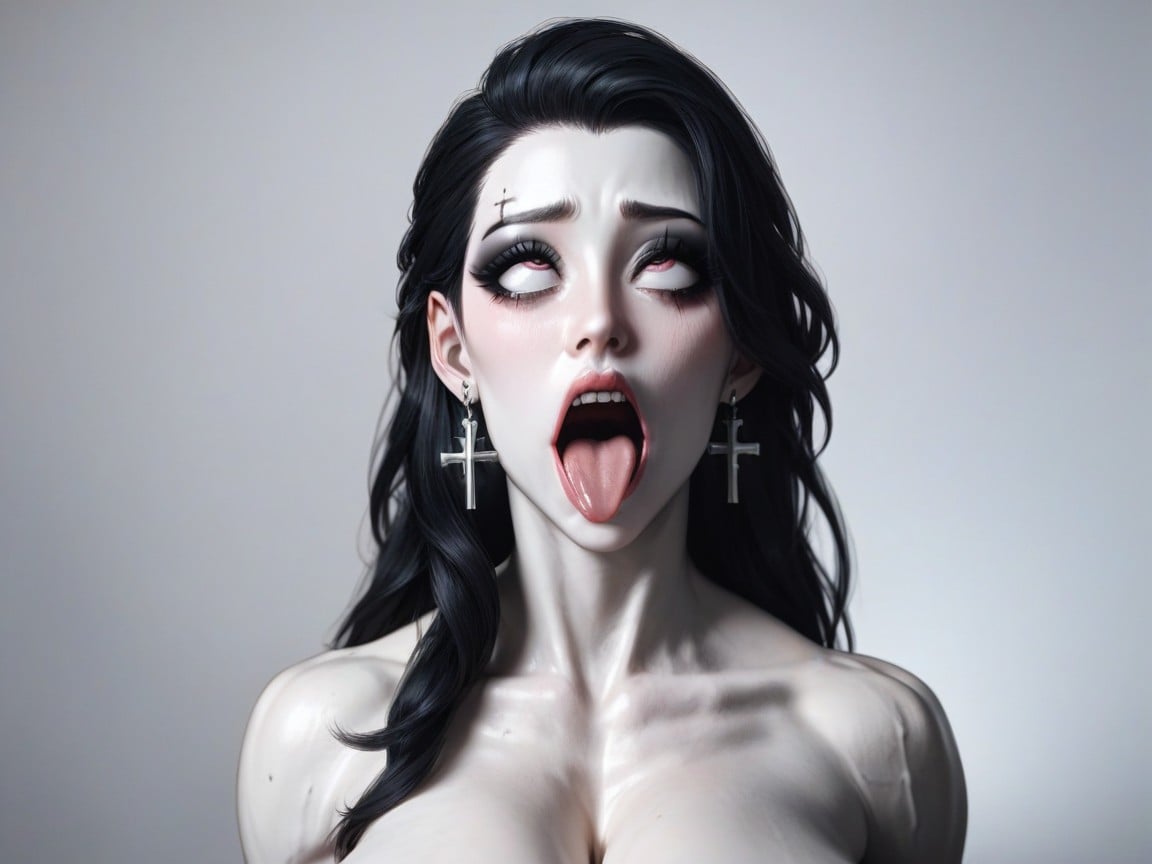 Peito Natural, Pale White Skin, Ahegao Pornografia de IA